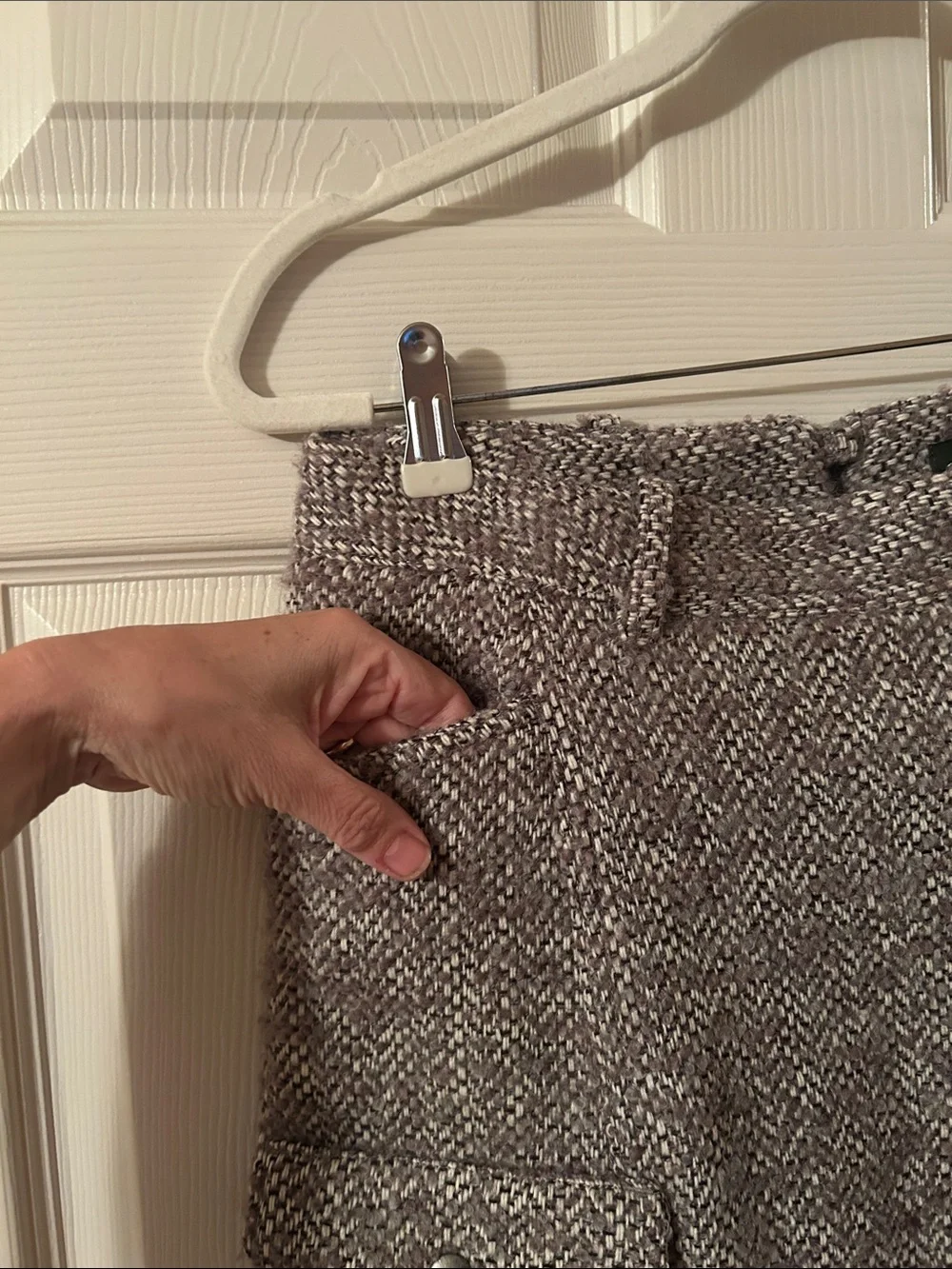 Eddie Bauer Brown and Cream Tweed Pocket Mini Skirt